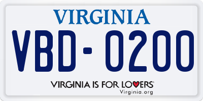 VA license plate VBD0200