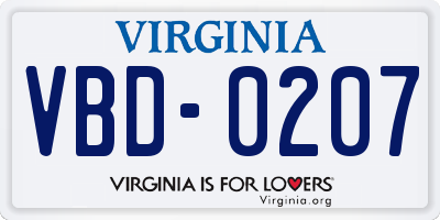 VA license plate VBD0207