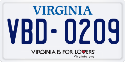 VA license plate VBD0209