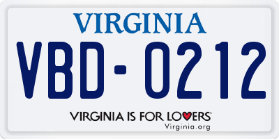 VA license plate VBD0212