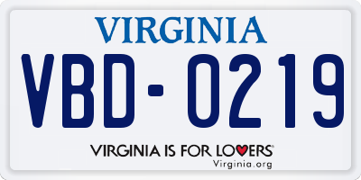 VA license plate VBD0219
