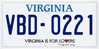VA license plate VBD0221