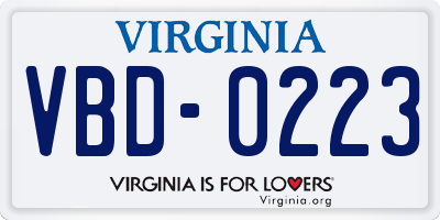 VA license plate VBD0223