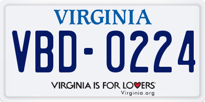 VA license plate VBD0224