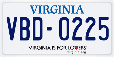 VA license plate VBD0225