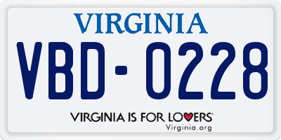 VA license plate VBD0228