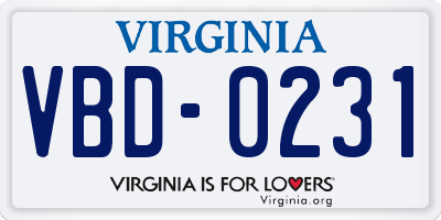 VA license plate VBD0231