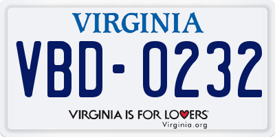 VA license plate VBD0232