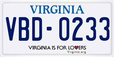 VA license plate VBD0233