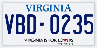 VA license plate VBD0235