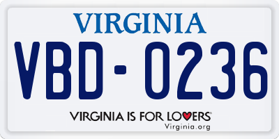 VA license plate VBD0236