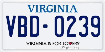VA license plate VBD0239