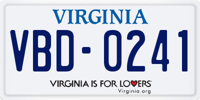 VA license plate VBD0241