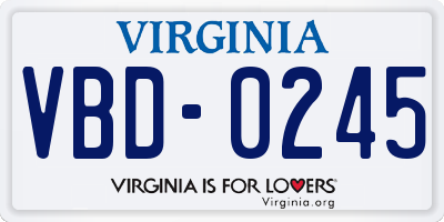 VA license plate VBD0245