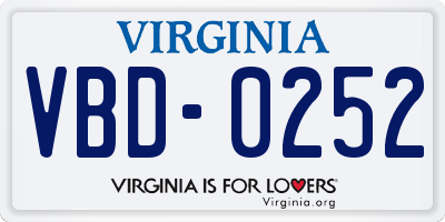 VA license plate VBD0252