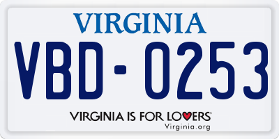VA license plate VBD0253