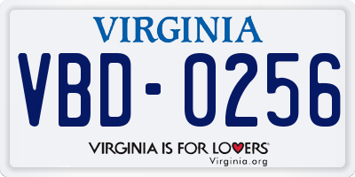 VA license plate VBD0256