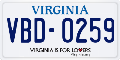 VA license plate VBD0259