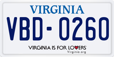 VA license plate VBD0260