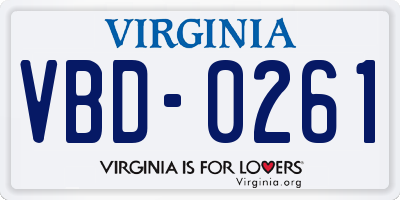 VA license plate VBD0261