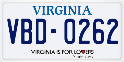 VA license plate VBD0262