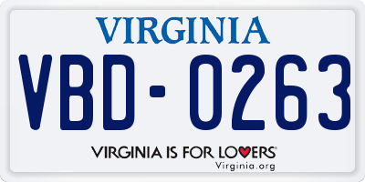 VA license plate VBD0263