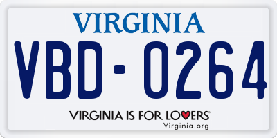 VA license plate VBD0264