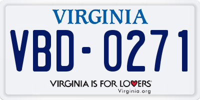 VA license plate VBD0271