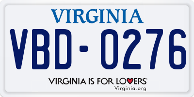 VA license plate VBD0276