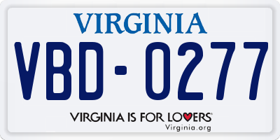 VA license plate VBD0277