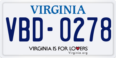 VA license plate VBD0278