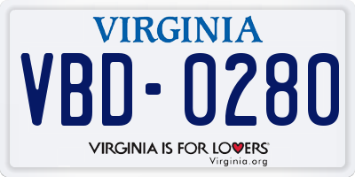 VA license plate VBD0280