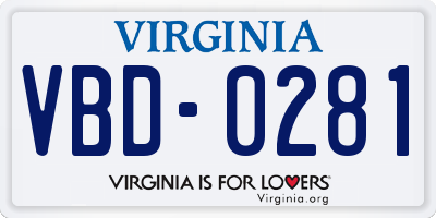 VA license plate VBD0281