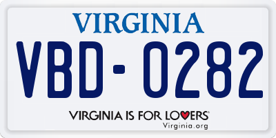 VA license plate VBD0282