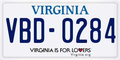 VA license plate VBD0284