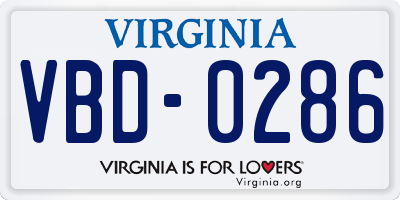 VA license plate VBD0286