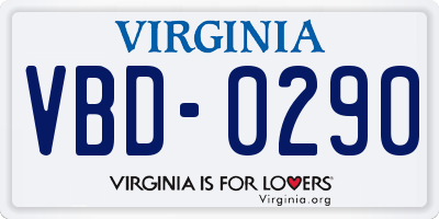 VA license plate VBD0290