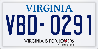 VA license plate VBD0291