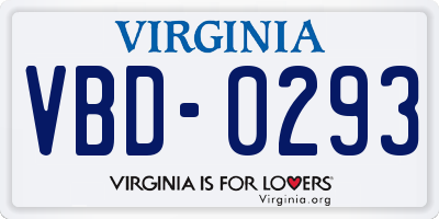 VA license plate VBD0293