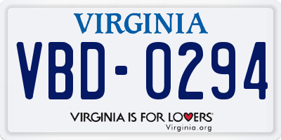 VA license plate VBD0294