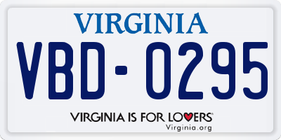 VA license plate VBD0295