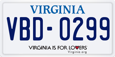VA license plate VBD0299