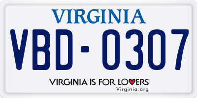 VA license plate VBD0307