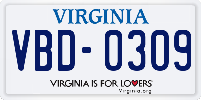 VA license plate VBD0309