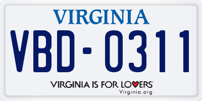VA license plate VBD0311