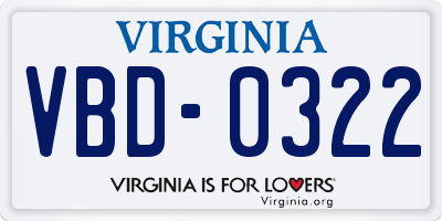 VA license plate VBD0322