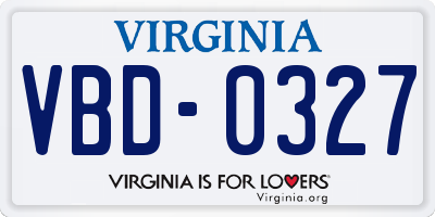 VA license plate VBD0327