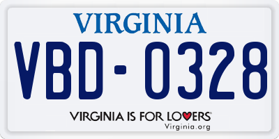 VA license plate VBD0328