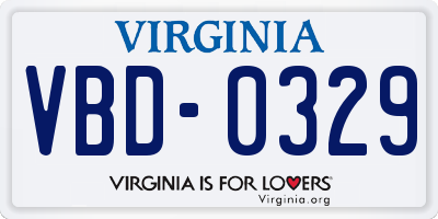 VA license plate VBD0329
