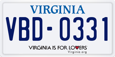 VA license plate VBD0331